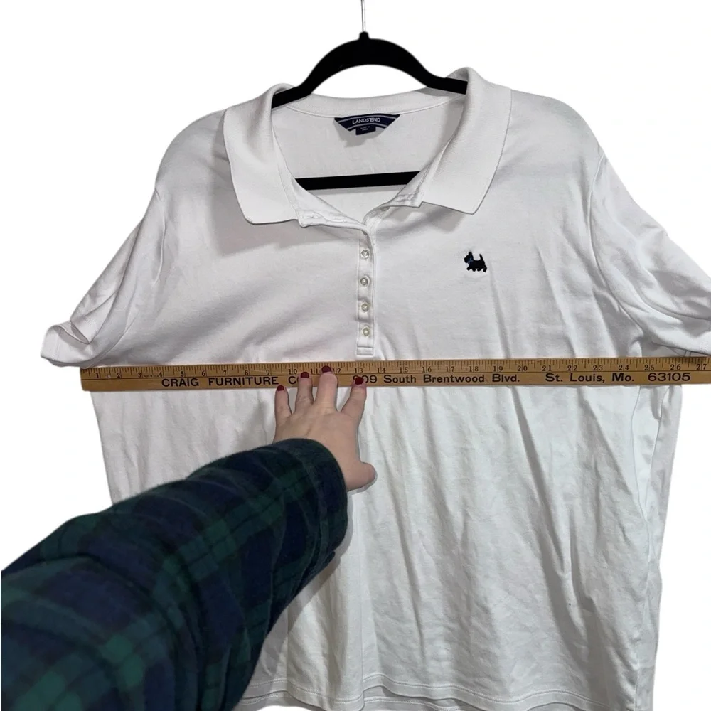 Lands’ End Pima Cotton White Polo Shirt Women’s Plus 3X Scottie Dog Logo - Picture 8 of 9